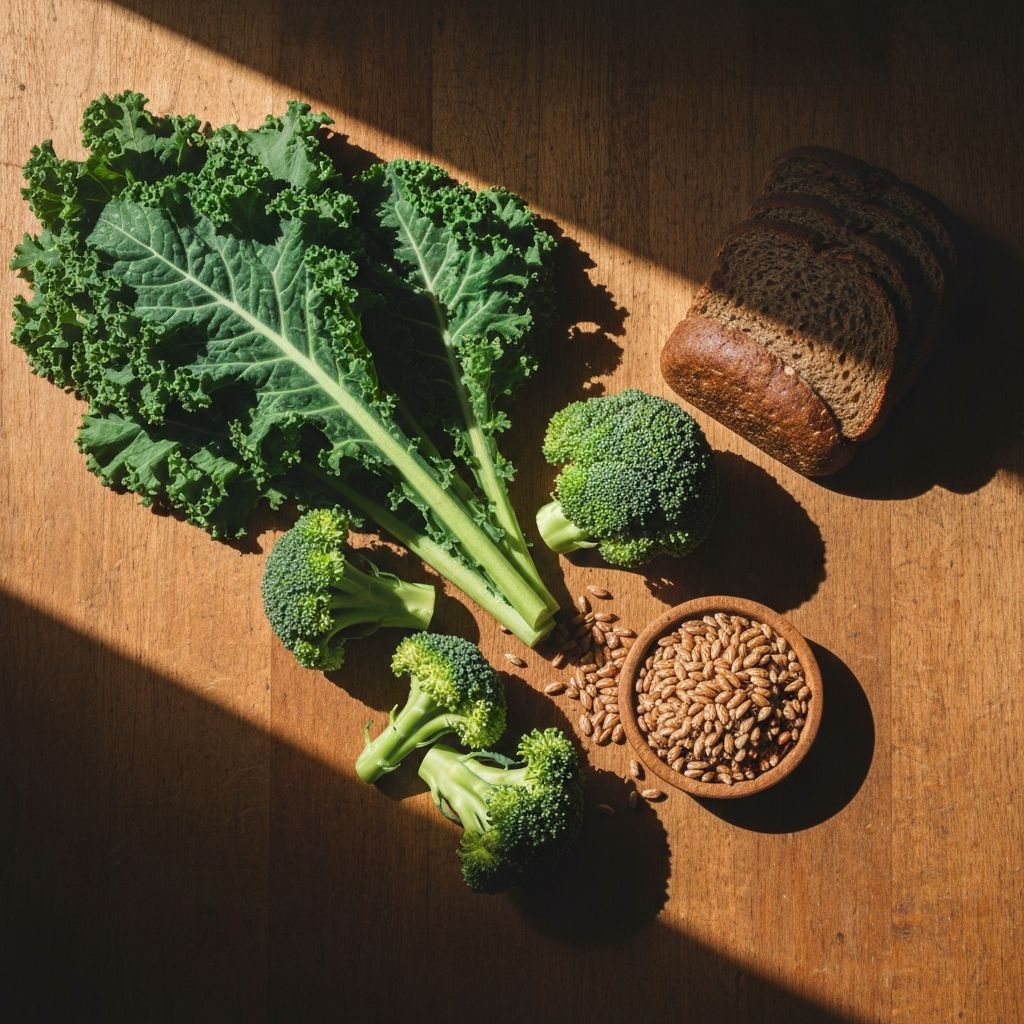 Fresh vegetables and whole grains representing nutritional components