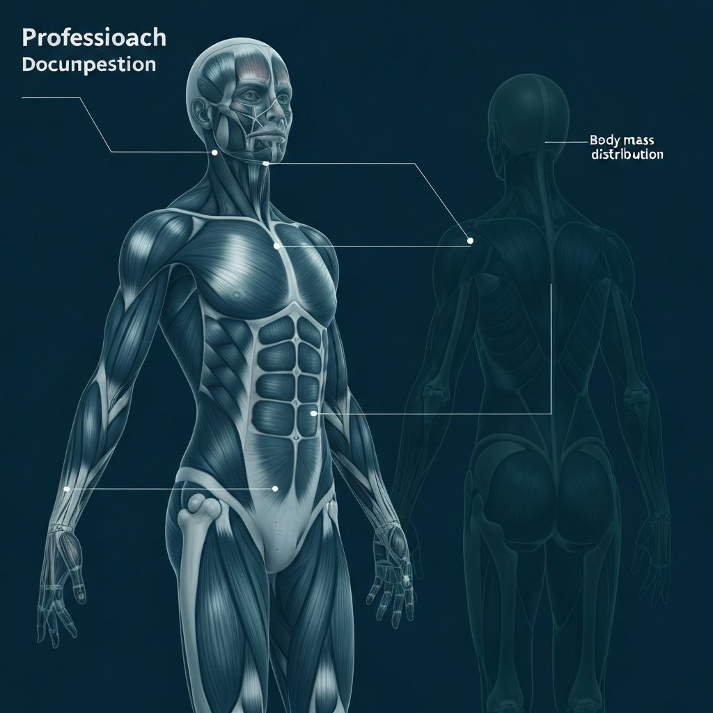 Anatomical illustration of body composition and muscle distribution
